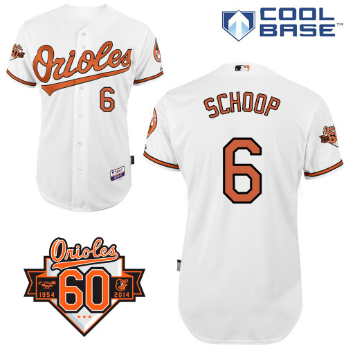 Jonathan Schoop #6 MLB Jersey-Baltimore Orioles Men's Authentic Home White Cool Base/Commemorative 60th Anniversary Patch Baseball Jersey